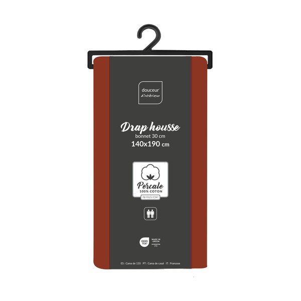 Puuvillasest perkaalist lina telliskivi värvi 140x190 cm Percaline - douceur d'intérieur-image-2