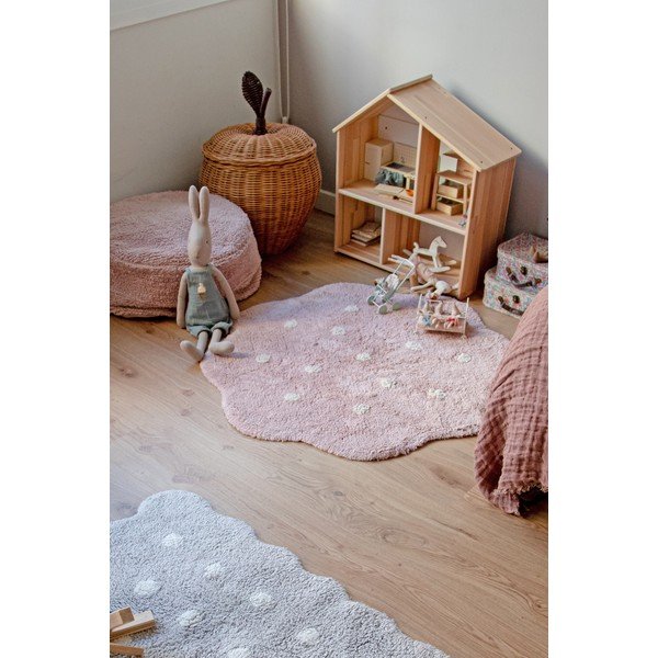 Roosa pestav käsitsi kootud puuvillane laste vaip ø90 cm Mini Biscuit Vintage Nude - Lorena Canals-image-1