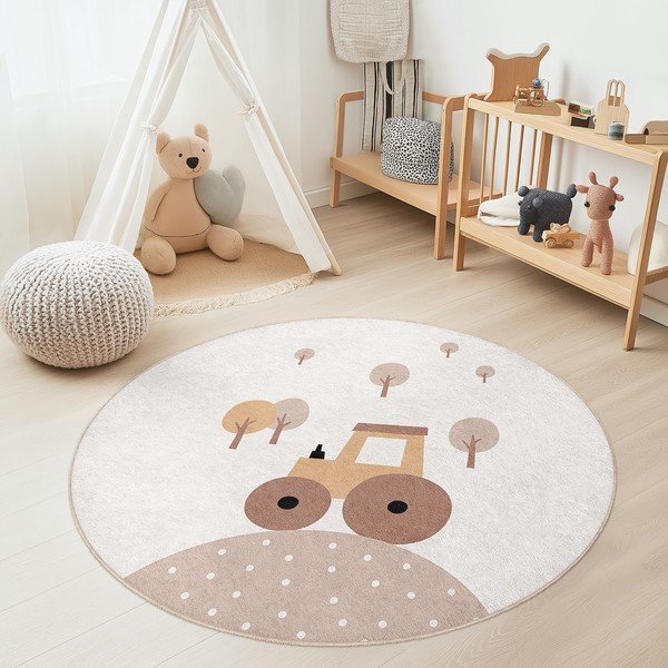Beež pestav laste mänguvaip ø150 cm Tractor World - Mila Home-image-1