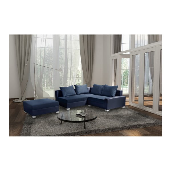 Modrá rohová pohovka s lůžkem na levé straně INTERIEUR DE FAMILLE PARIS Aventure-image-3