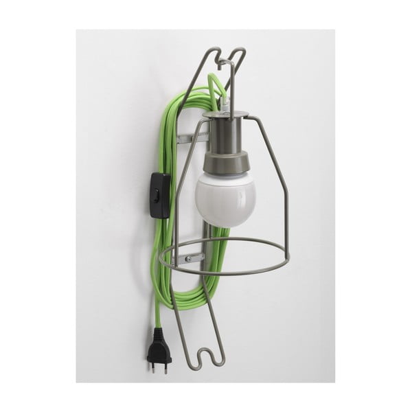 Nástěnná lampa Walker, zelený kabel