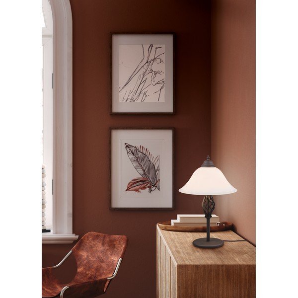 Tumepruun lauavalgusti klaasist varjuga (kõrgus 50 cm) Rustica - Trio-image-2