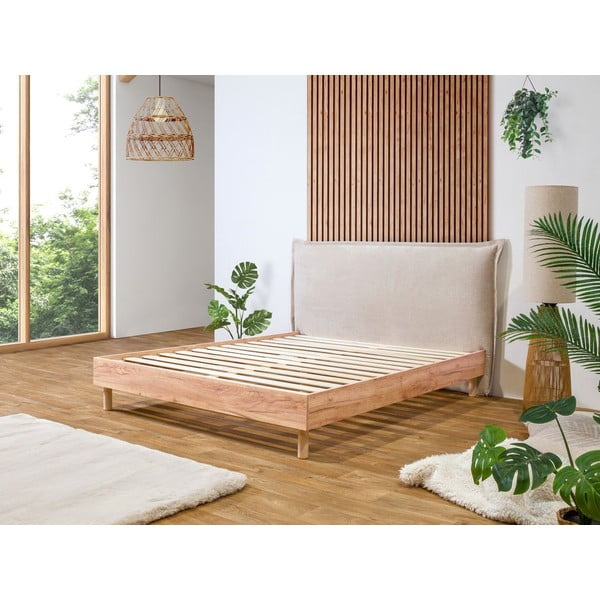 Beež/füüsiline kaheinimesevoodi võrega 160x200 cm Charlie - Bobochic Paris-image-1