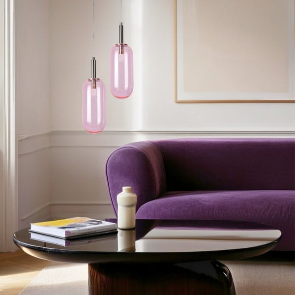 Lilla LED rippvalgusti klaasist varjuga ø 13 cm Fiuggi - Candellux Lighting-image-1