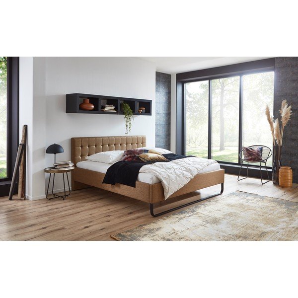 Helepruun polsterdatud kaheinimesevoodi 180x200 cm Lambada - Meise Möbel-image-1