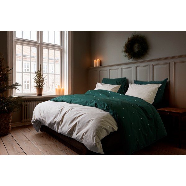 Beež perkal-puuvillane voodipesu üheinimesevoodile 140x200 cm Christmas Fable - JUNA-image-1