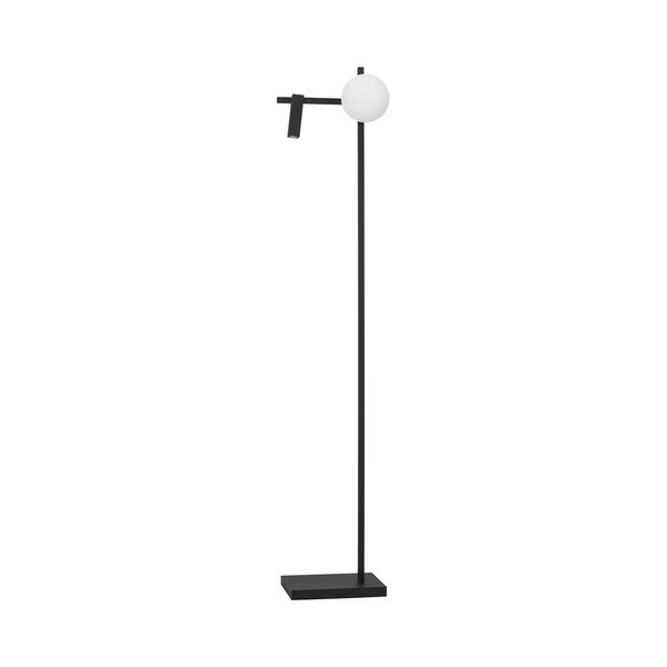 Valge/must metallist LED-põrandalamp painduva konstruktsiooni ja klaasist varjuga (kõrgus 150 cm) Joline - Nova Luce