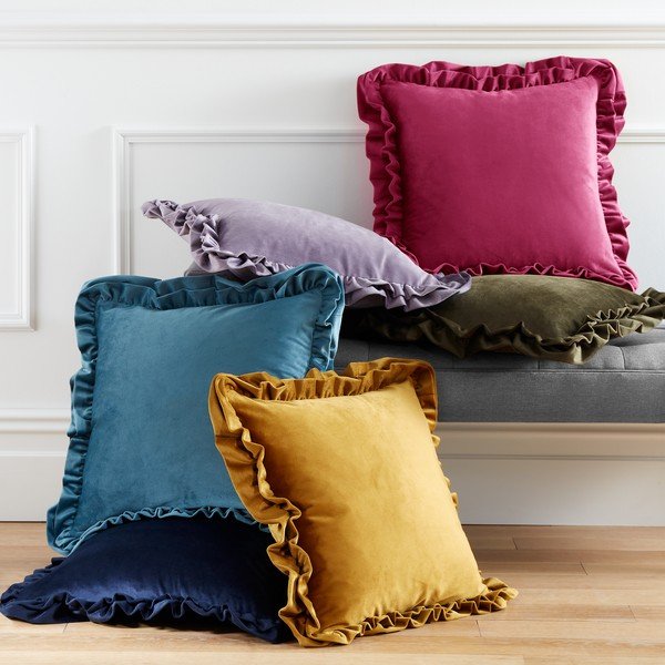 Sametist dekoratiivpadi 43x43 cm Velvet Double Frill - Catherine Lansfield-image-4