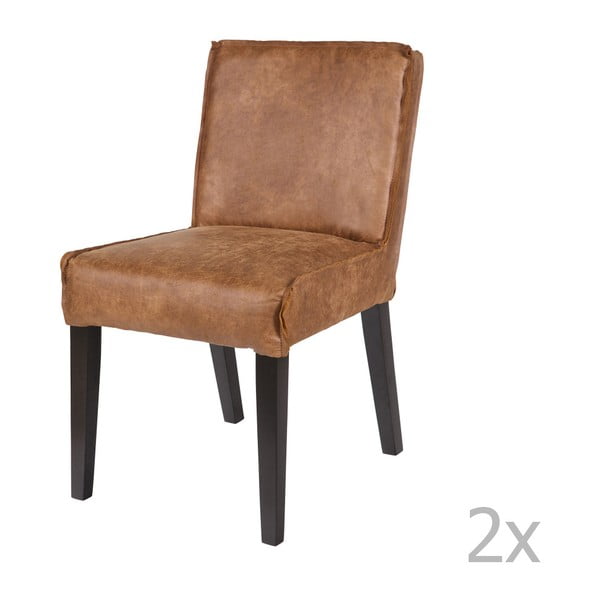 Sada 2 hnědých židlí s potahem z recyklované kůže BePureHome Rodeo