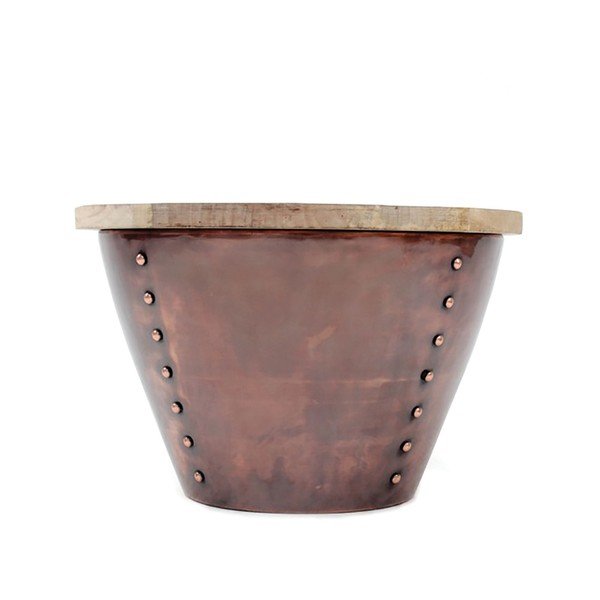 Příruční stolek v měděné barvě s deskou z mangového dřeva LABEL51 Indi, Ø 46 cm