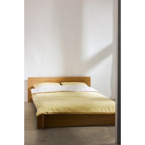 Kollane puuvillasatiinist tekikott kaheinimesevoodile 200x200 cm Oba - noo.ma-image-1