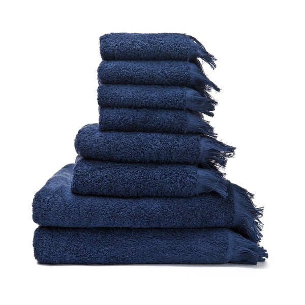 Komplektis 6 sinist rätikut ja 2 vannirätikut, mis on valmistatud 100% puuvillast. - Bonami Selection
