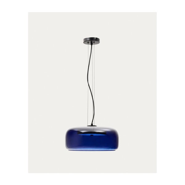 Tumesinine LED-rippvalgusti klaasist varjuga ø 38 cm Reig - Kave Home-image-4