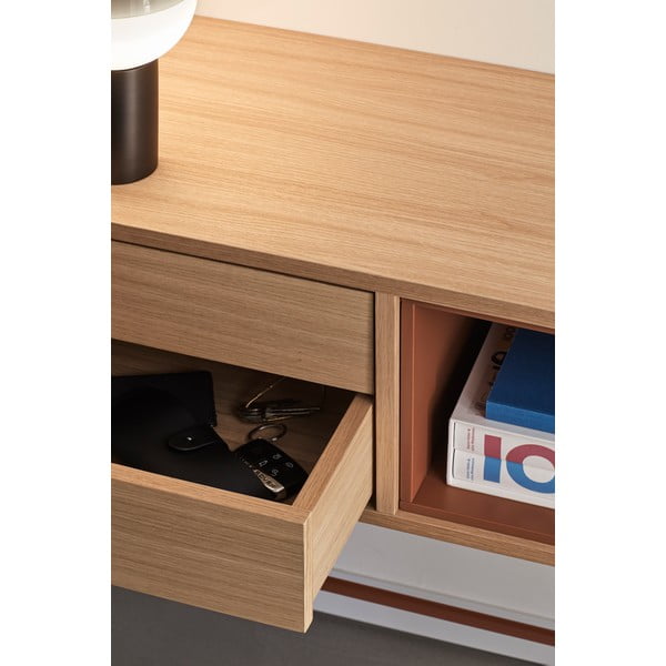 Tammepunane konsoollaud tammepuidust vineeriga Yoko - Teulat-image-2