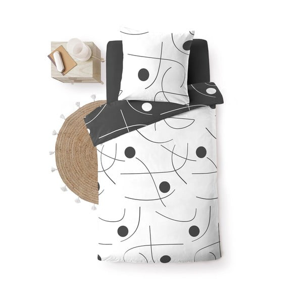 Valge-tumehall mikrokiust voodipesu ühekohalisele voodile 140x200 cm Sonate - douceur d'intérieur-image-2