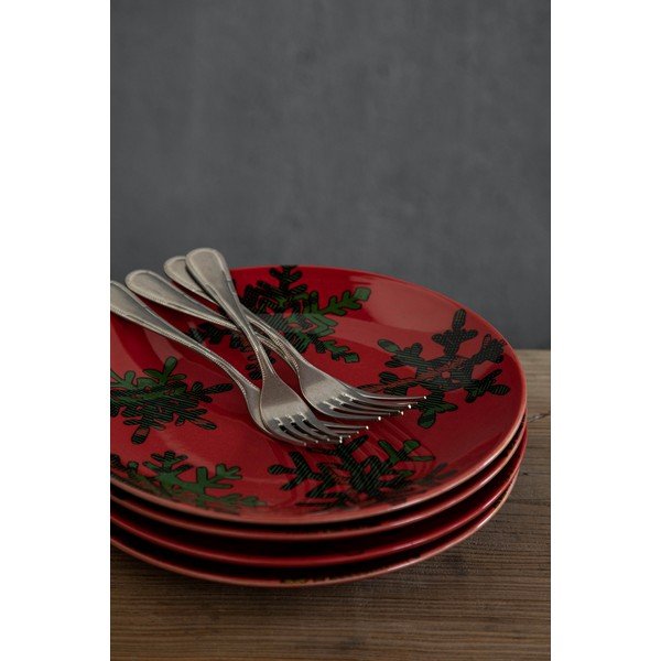 4 taldriku komplekt, punane ja must kivitoode, ø 21,6 cm. Snowflake - Casafina-image-2