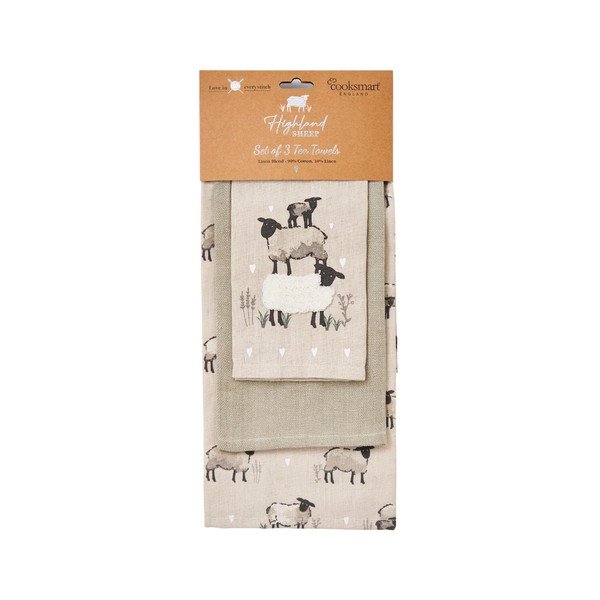 Köögirätikud komplektis 3 tükki 45x65 cm Highland Sheep - Cooksmart ®