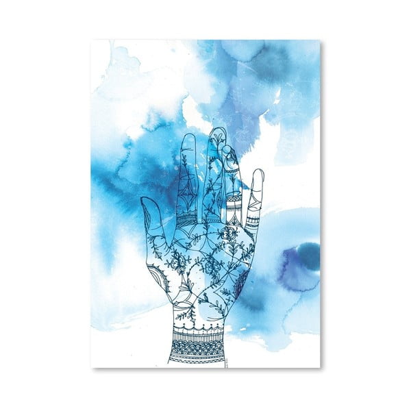 Plakát Blue Wash Hand, 30x42 cm