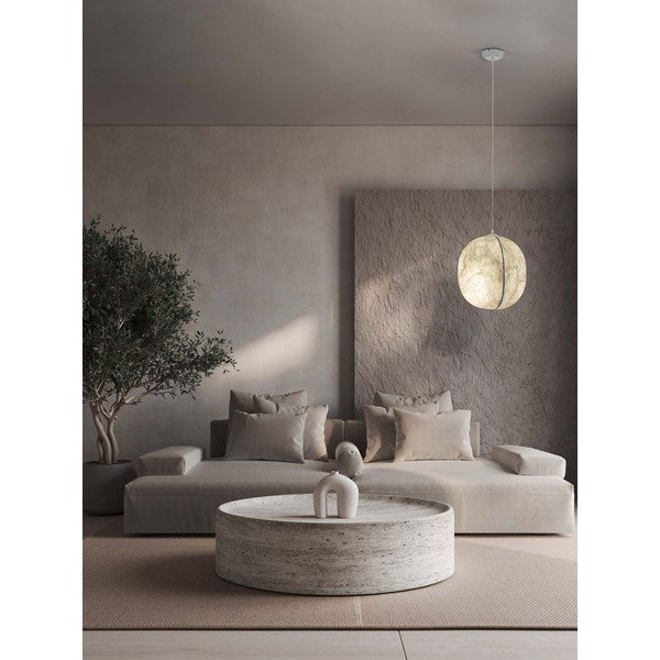 Valge metallist ripplamp tekstiilist varjuga, ø 42 cm Pierida - Nova Luce-image-1