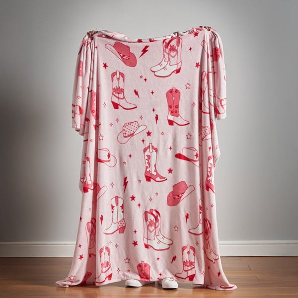 Roosa mikroplüüsist voodikate 200x240 cm Cowgirl Boot - Sassy B-image-4