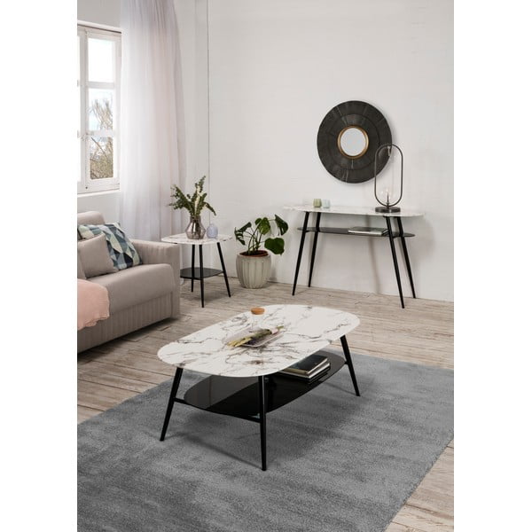 Valge ja musta värvi marmorse dekooriga klaasist kohvilaud Alina - Marckeric-image-1