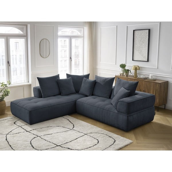 Tumesinine šenill-nurgadiivan (vasak nurk/L-kujuline) Whesley - Bobochic Paris-image-1