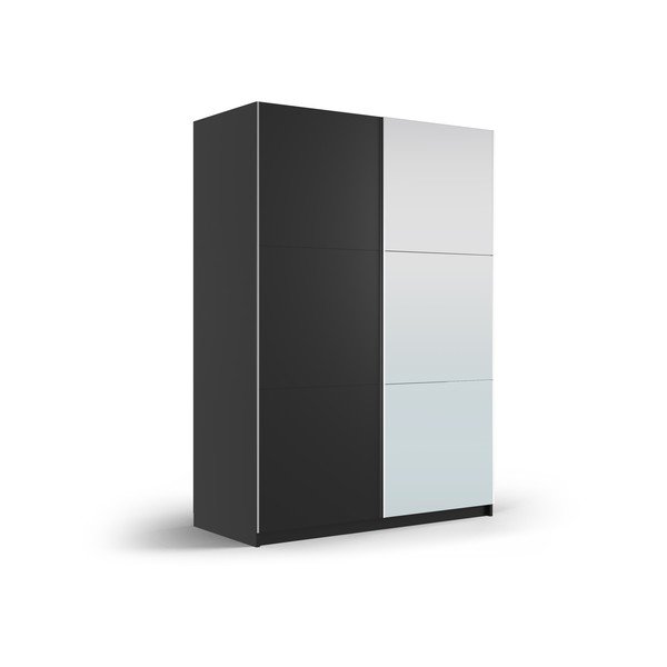 Must peegli- ja lükandustega riidekapp 151x215 cm Lisburn - Cosmopolitan Design-image-1