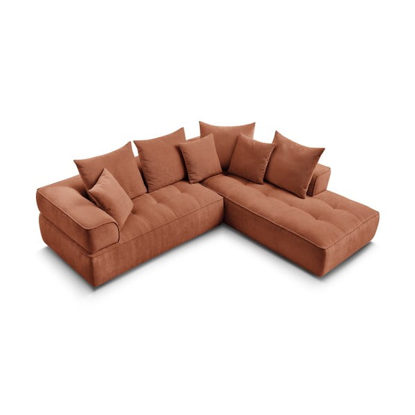 Šenill-nurgadiivan terrakota värvi (parem nurk/L-kujuline) Whesley - Bobochic Paris-image-4