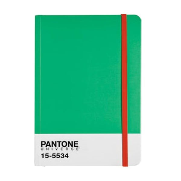 Zápisník A4 s barevnou gumičkou Fern Green/Poppy Red 15-1534