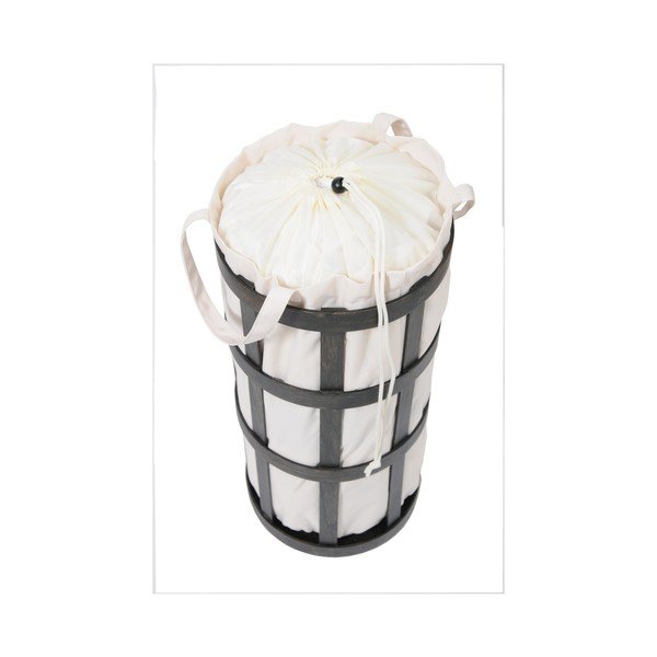 Must puidust pesukorv valge kotiga Cage - Wireworks-image-1