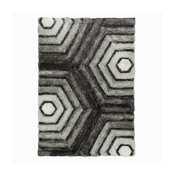 Šedý koberec Flair Rugs Hexagon Grey, 80 x 150 cm