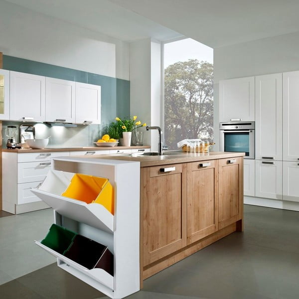 Bílý odpadkový koš na tříděný odpad Evergreen House Sort-image-1