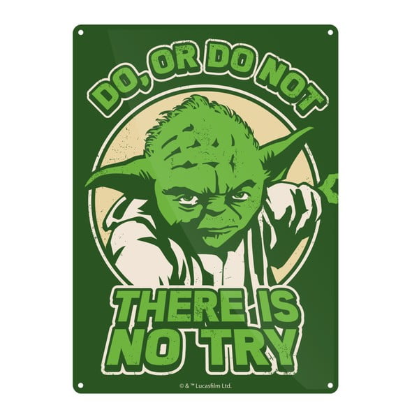 Dekorativní cedule Star Wars™ Yoda Try, 15 x 21 cm