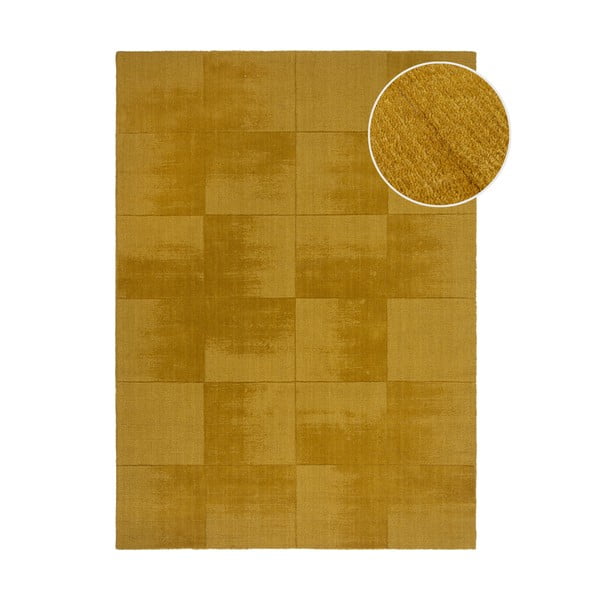 Ookerkollane käsitsi kootud villane vaip 160x230 cm Demi Check Ombre - Flair Rugs