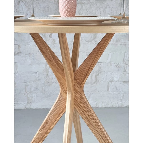 Ümmargune söögilaud saarespoonist lauaplaadiga ø 90 cm Jubi - Ragaba-image-3