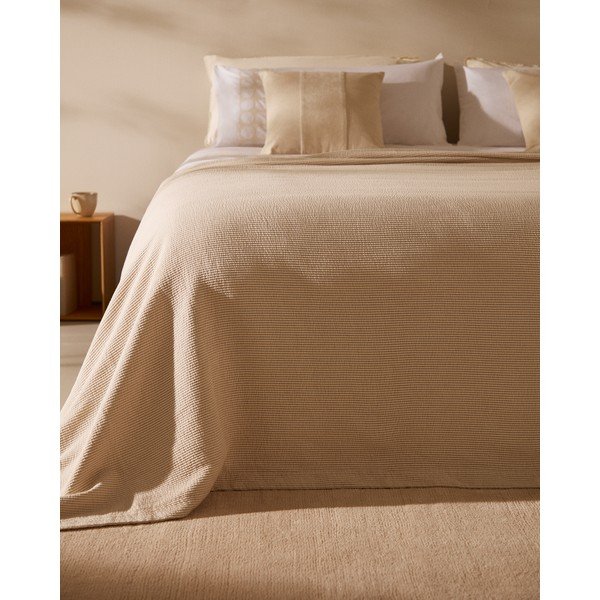 Beež puuvillane voodikate 240x260 cm Bedar - Kave Home-image-1