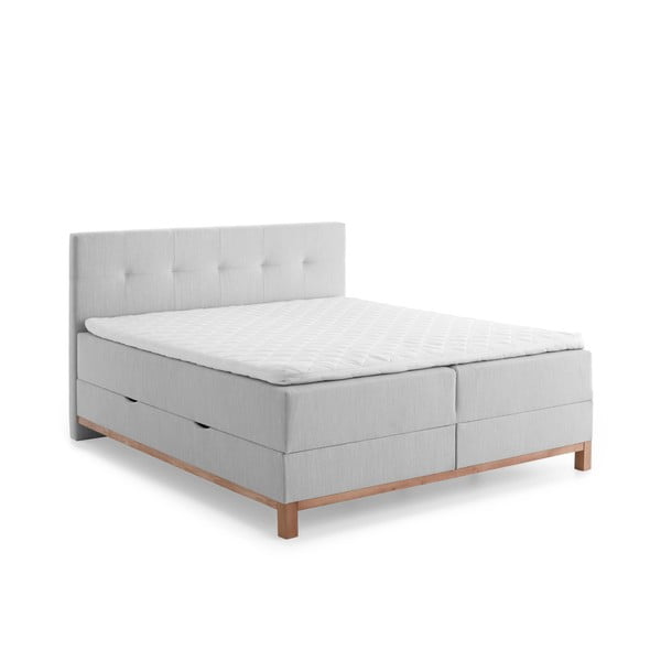 Helehall boxspring-voodi koos hoiualusega 160x200 cm Catania - Meise Möbel