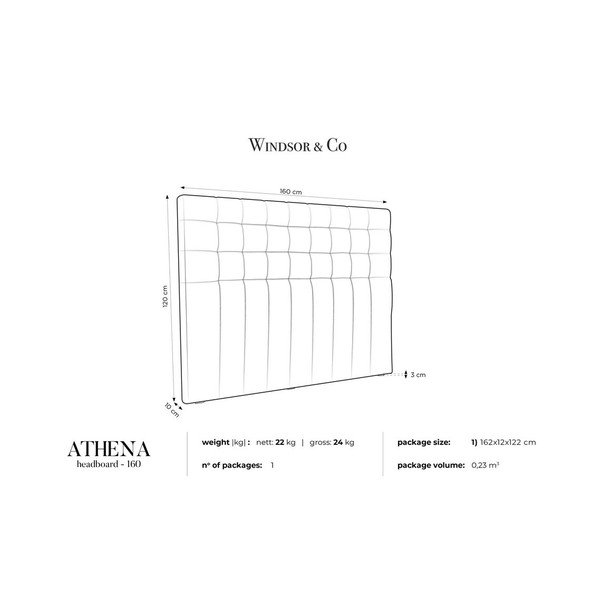 Tmavě modré čelo postele se sametovým potahem Windsor & Co Sofas Athena, 160 x 120 cm-image-4