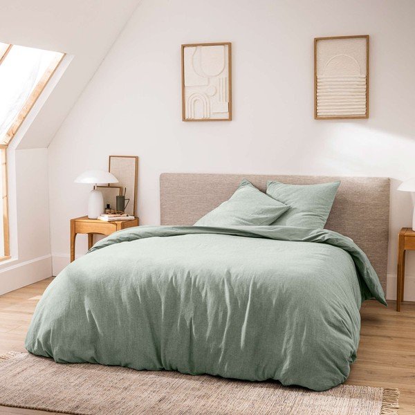 Roheline 3-osaline puuvillane voodipesu kaheinimesevoodile/eriti suurele voodile 240x220 cm Meline - douceur d'intérieur