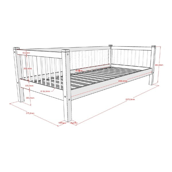 Valge pöögipuidust lastevoodi 90x200 cm Forrest - Vipack-image-2