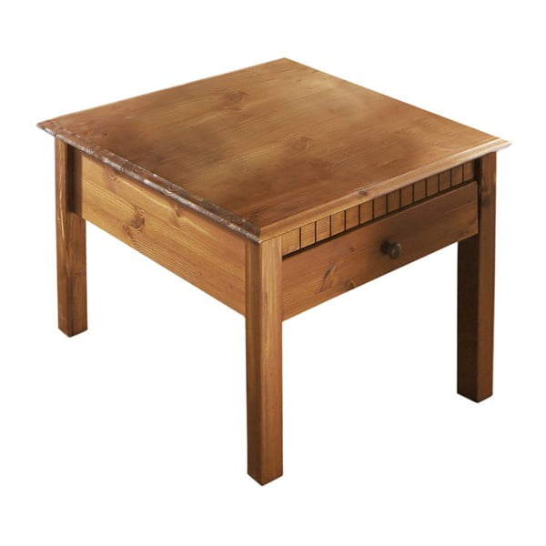 Hnědý konferenční stolek z masivního borovicového dřeva se zásuvkou 13Casa Markus, 60 x 60 cm