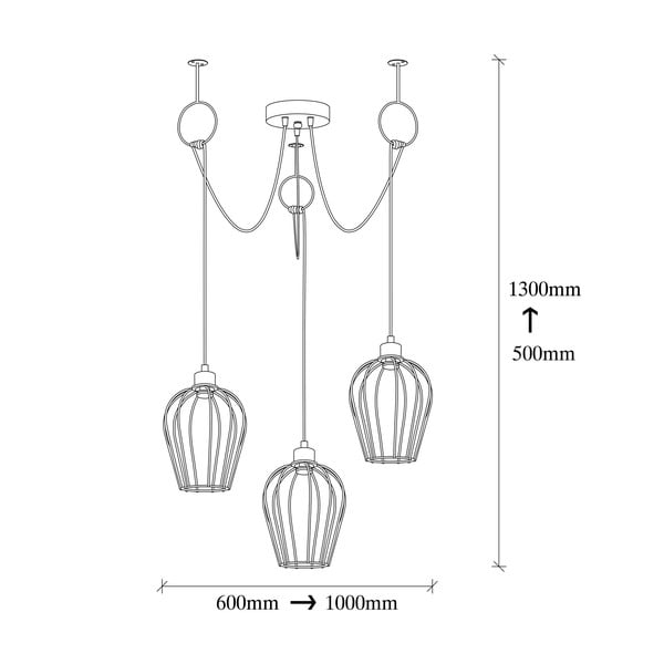 Must rippvalgusti 3 pirnile Tel Kett - Opviq lights-image-3
