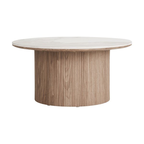 Beež ümmargune diivanilaud marmorimustriga plaadiga ø 80 cm Athens – House Nordic-image-4