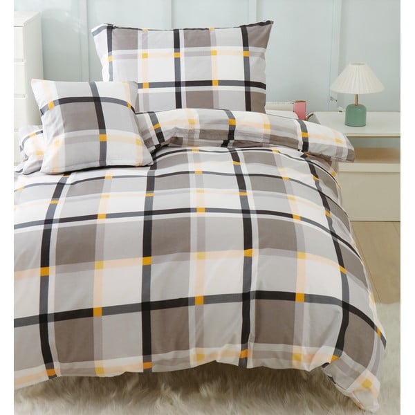 Pruun-kreem 3-osaline voodipesu üheinimesevoodile mikrosatiinist 140x200 cm Henry - My House-image-2