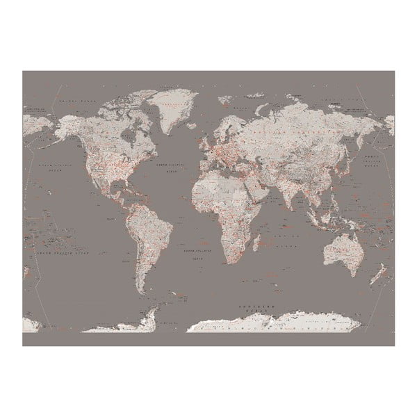 Velkoformátová tapeta Stříbrná mapa, 158x232 cm