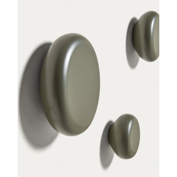 Hallikasrohelised seinale kinnitatavad puidust konksud 3tk komplektis Nadue - Kave Home-image-1