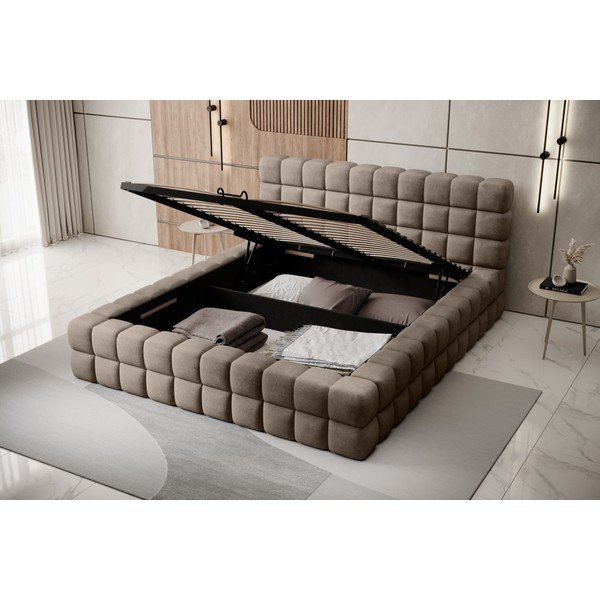 Helepruun polsterdatud kaheinimesevoodi koos panipaiga ja voodipõhjaga 160x200 cm Dizzle - ELTAP-image-2