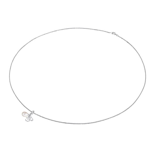 Stříbrný náhrdelník s přívěskem a perlou Chakra Pearls Aum,  70 cm