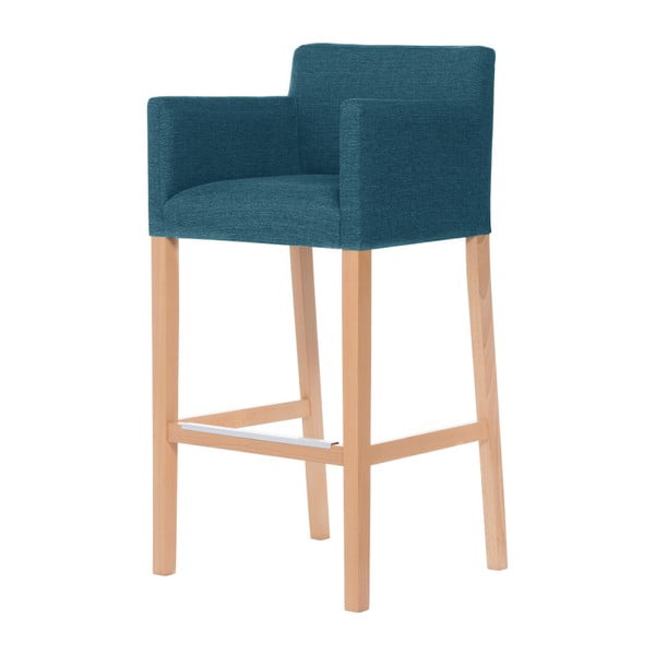 Tyrkysová barová židle s hnědými nohami Ted Lapidus Maison Sillage