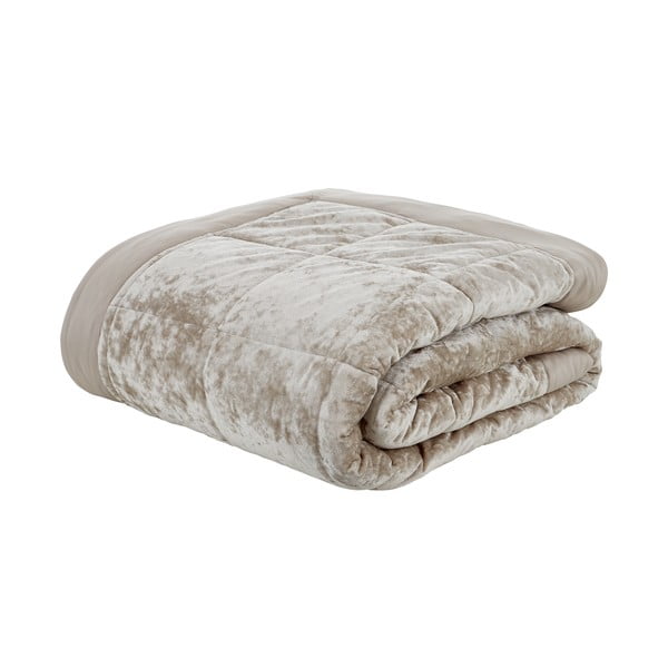 Beež sametist voodiplaat kaheinimesevoodile 220x220 cm Crushed - Catherine Lansfield-image-2